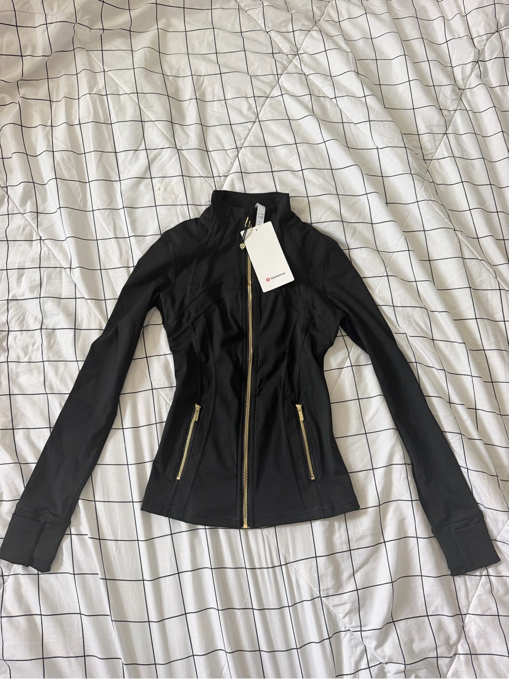 Women’s Black Zip-Up Jacket with Gold Hardware